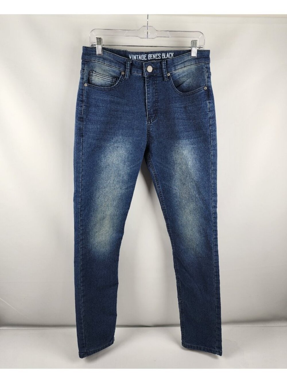 Vintage Genes Black Jeans Mens 30x31 Blue Slim Fit Straight Leg